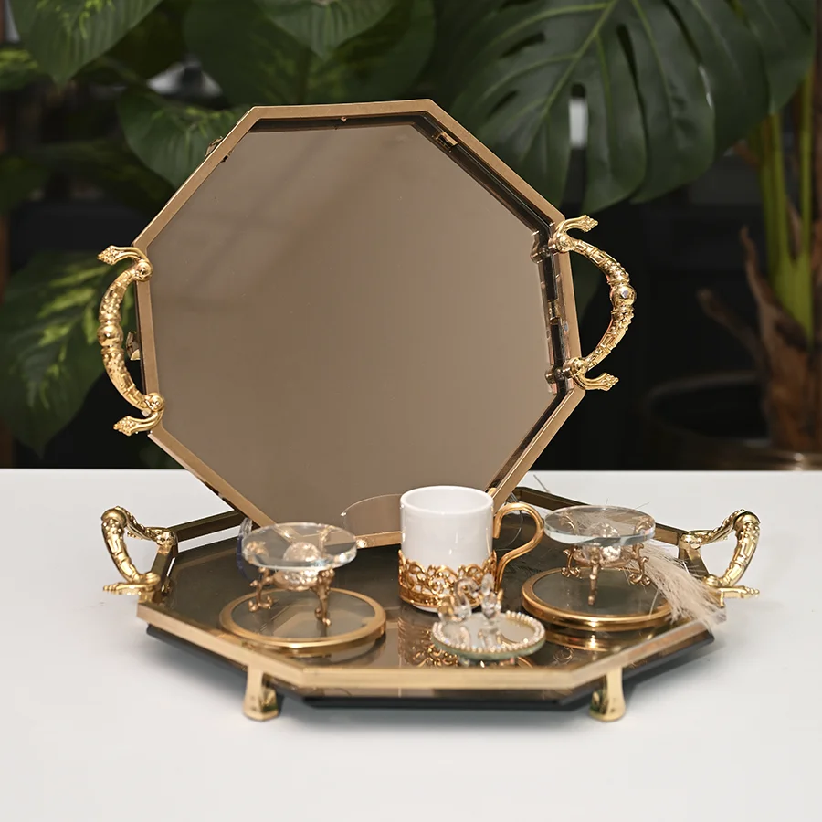 Aynalı Sekizgen Sunum Tepsisi