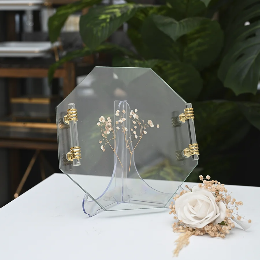 Sekizgen Şeffaf Cam Sunum Tepsisi