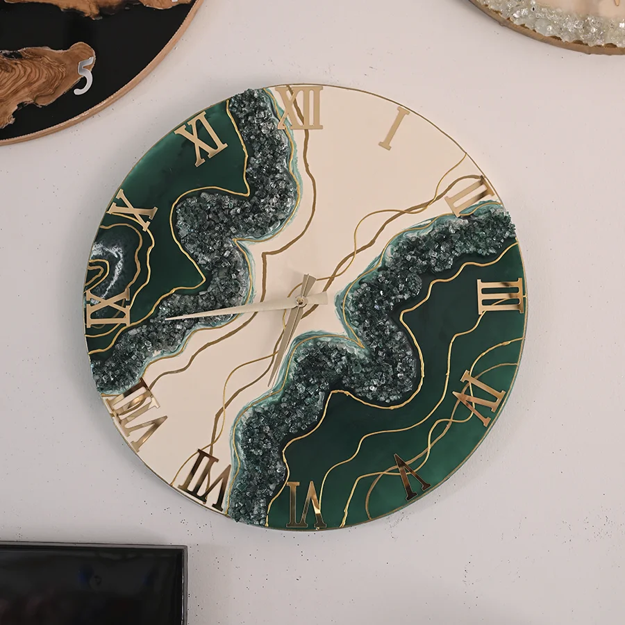 Yeşil Epoksi Duvar Saati
