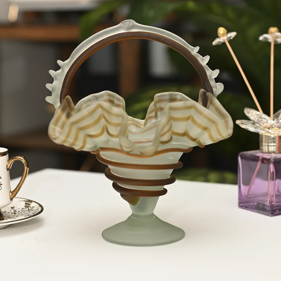 Retro Dalgalı Cam Dekoratif Sepet