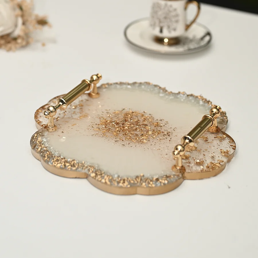 Altın Simli Epoksi Servis Tepsisi